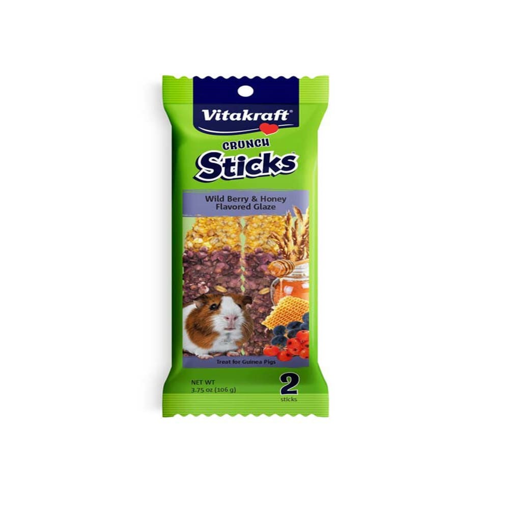 Vitakraft Crunch Sticks Wild Berry and Honey Flavored Glaze Treat for Guinea Pig 3.75 oz 2 Count - Pet Supplies - Vitakraft