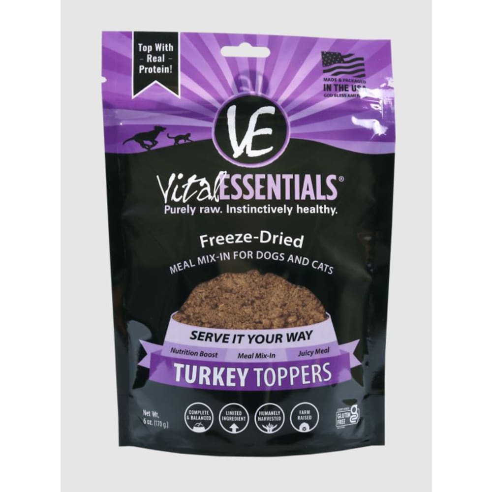Vital Essentials Dog Cat Freeze-Dried Topper Tueky 6Oz - Pet Supplies - Vital Essentials