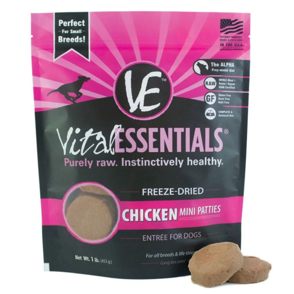 Vital Essentials Dog Freeze Dried Mini Pat Chicken 14Oz - Pet Supplies - Vital Essentials