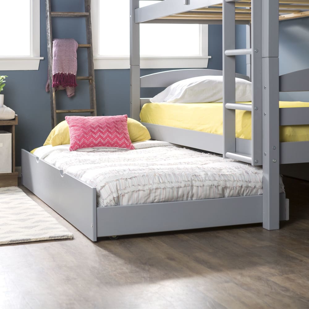 W. Trends Twin-Size Solid Wood Trundle Bed - Gray - W. Trends