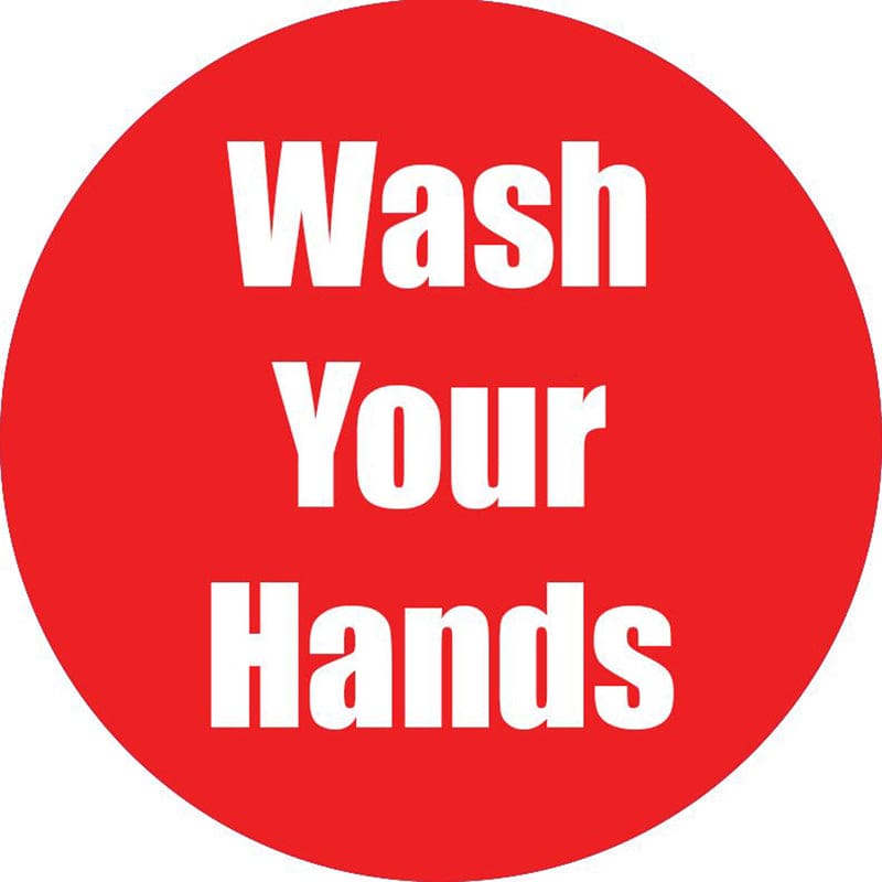 Wash Your Hands Red Anti-Slip Floor Sticker 5Pk - First Aid/Safety - Flipside
