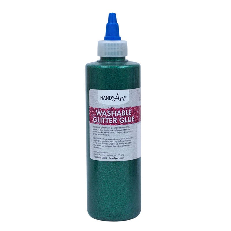 Washable Glitter Glue 8 Oz Green Handy Art (Pack of 10) - Glitter - Rock Paint Distributing Corp