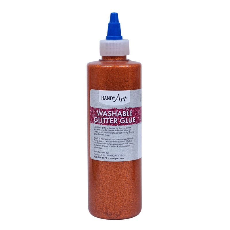 Washable Glitter Glue 8 Oz Orange Handy Art (Pack of 10) - Glitter - Rock Paint Distributing Corp