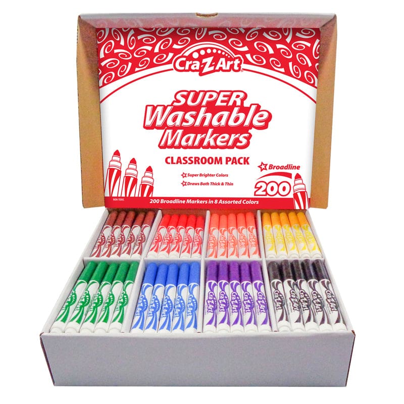 Washable Marker Classroom Pack Broadline 8 Color 200Ct - Markers - Cra-z-art