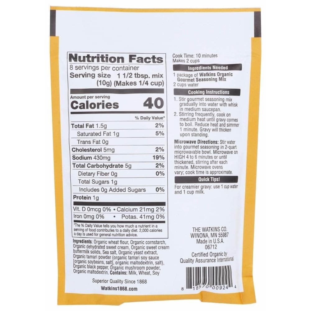 WATKINS Watkins Organic Country Gravy Mix, 2.82 Oz