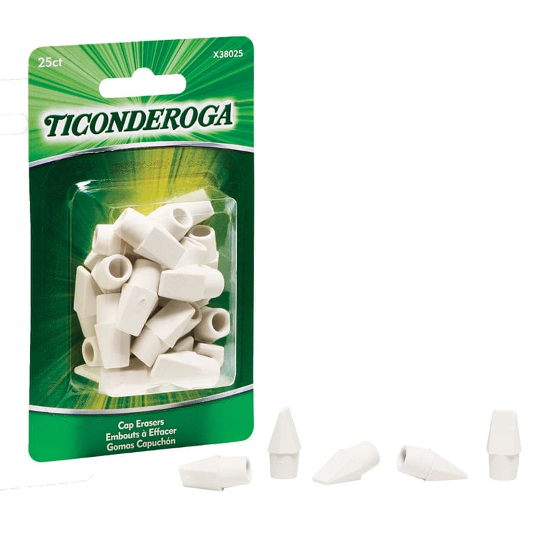 Wedge Cap Erasers White 25Ct (Pack of 12) - Erasers - Dixon Ticonderoga Company