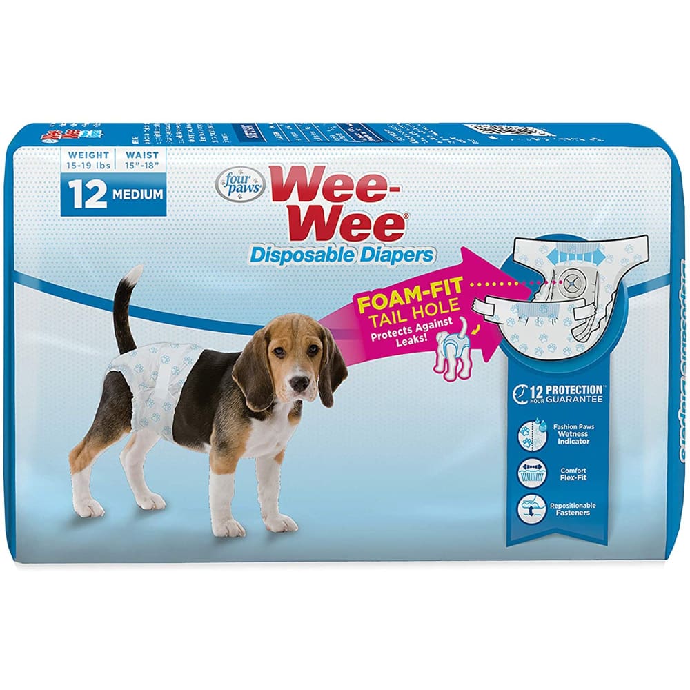 Wee-Wee Disposable Diapers 12 Pack MEDIUM - Pet Supplies - Wee-Wee