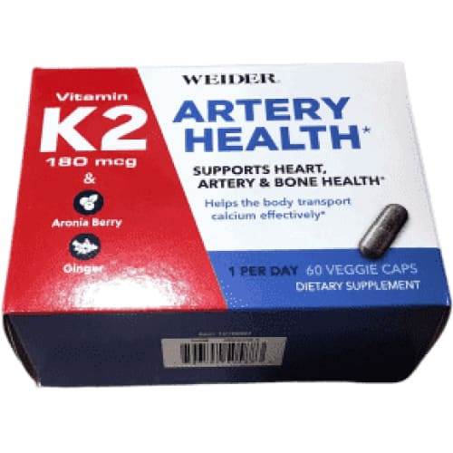 Weider Artery Health Supplement with Vitamin K2, 60 Veggie Caps - ShelHealth.Com