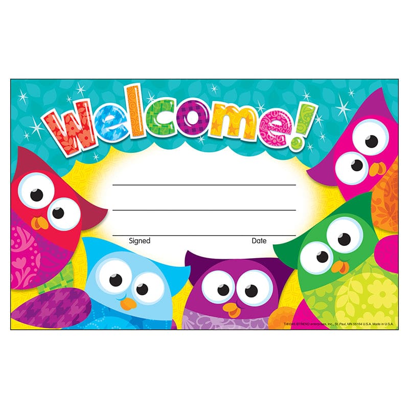 Welcome Owl Stars Recognition Awards (Pack of 10) - Awards - Trend Enterprises Inc.