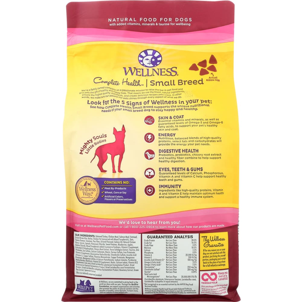 WELLNESS: Adult Health Small Breed Formula Dry Dog Food Bag 4 lb - Pet > Dog > Dog Food - WELLNESS