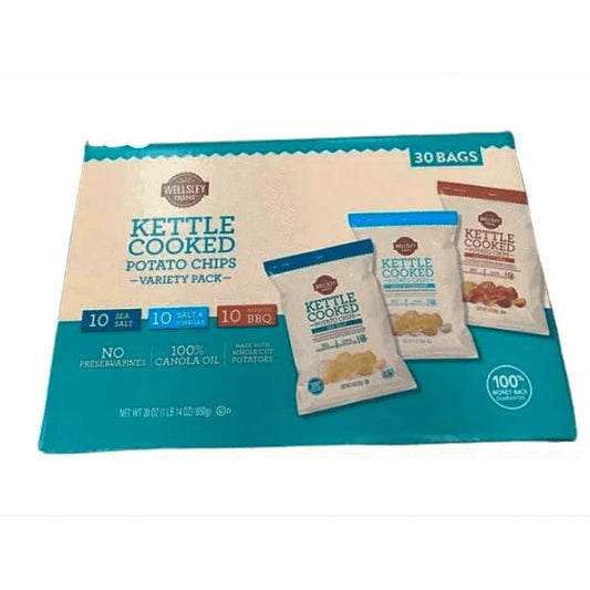 Wellsley Farms Kettle Cooked Potato Chips Variety Pack, 30 ct/1oz each. - ShelHealth.Com