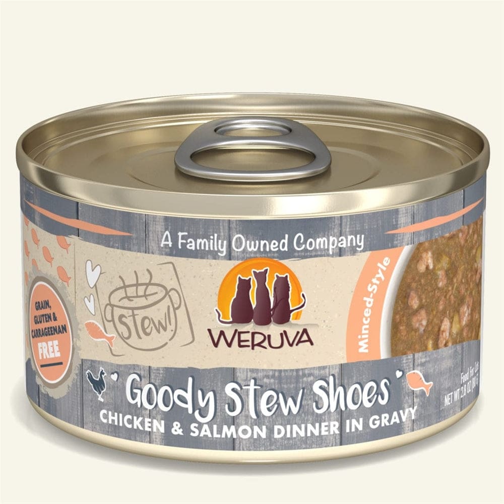 Weruva Cat Stew! Goody Stew Shoes Chicken and Salmon Dinner in Gravy 2.8oz. (Case Of 12) - Pet Supplies - Weruva