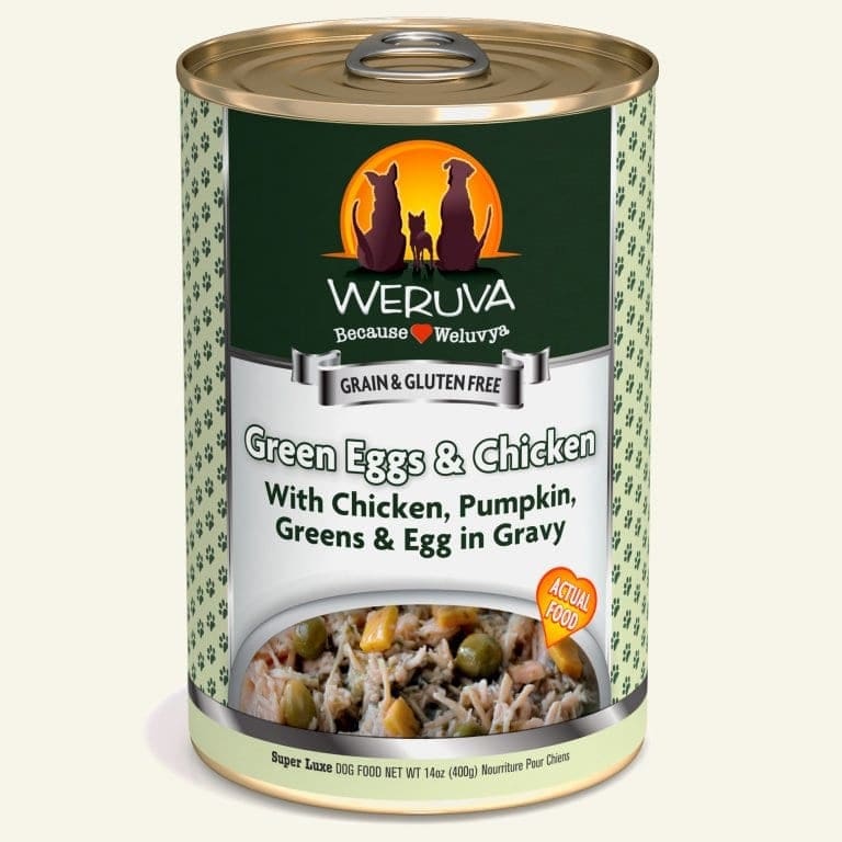 Weruva Dog Green Eggs & Chicken with Chicken Pumpkin Greens & Egg in Gravy 14oz. Case Of 12 - Pet Supplies - Weruva