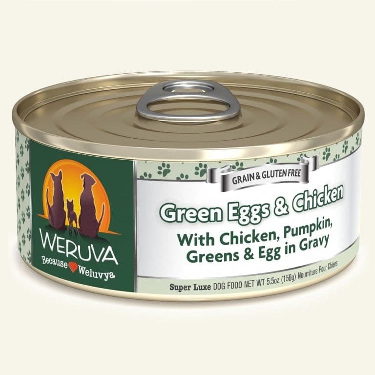 Weruva Dog Green Eggs & Chicken with Chicken Pumpkin Greens & Egg in Gravy 5.5oz. Case Of 24 - Pet Supplies - Weruva
