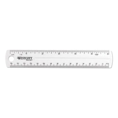 Westcott Transparent Shatter-resistant Plastic Ruler Standard/metric 6 Long Clear - School Supplies - Westcott®