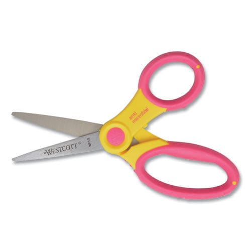 Westcott Ultra Soft Handle Scissors W/antimicrobial Protection Pointed Tip 5 Long 2 Cut Length Randomly Assorted Straight Handle - School