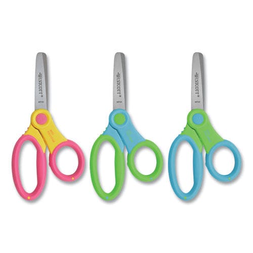 Westcott Ultra Soft Handle Scissors W/antimicrobial Protection Rounded Tip 5 Long 2 Cut Length Randomly Assorted Straight Handle - School