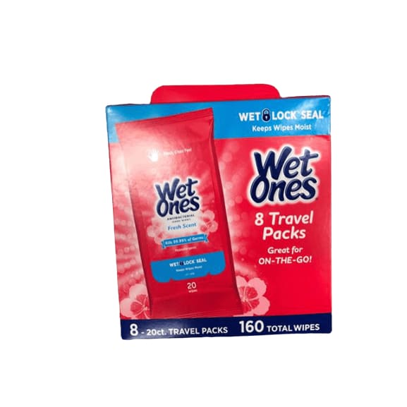 Wet Ones Antibacterial Wipes, Fresh Scent, 8 x 20 ct. Travel Packs - ShelHealth.Com
