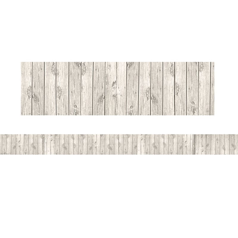 White Wood Straight Rolled Border (Pack of 6) - Border/Trimmer - Teacher Created Resources