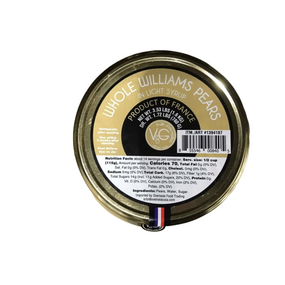 Whole Williams Pears In Light Syrup, 3.53 lbs - ShelHealth.Com
