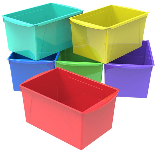 Wide Book Bin Assorted Color 6/St - Storage Containers - Storex Industries