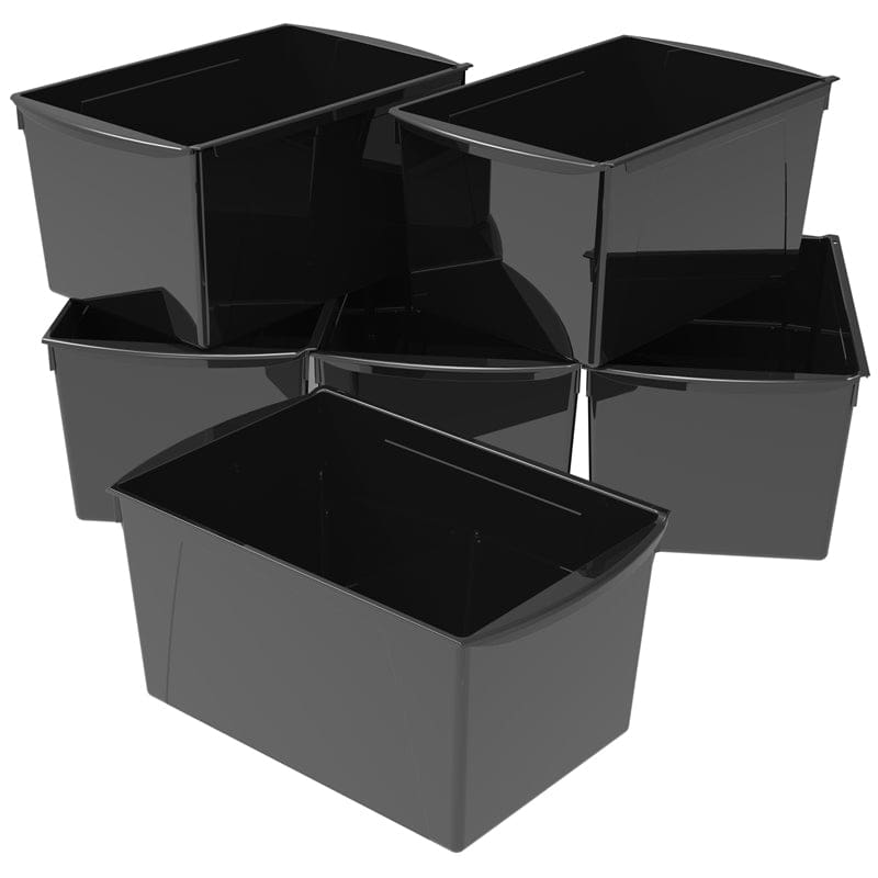 Wide Book Bin Black 6Ct - Storage Containers - Storex Industries