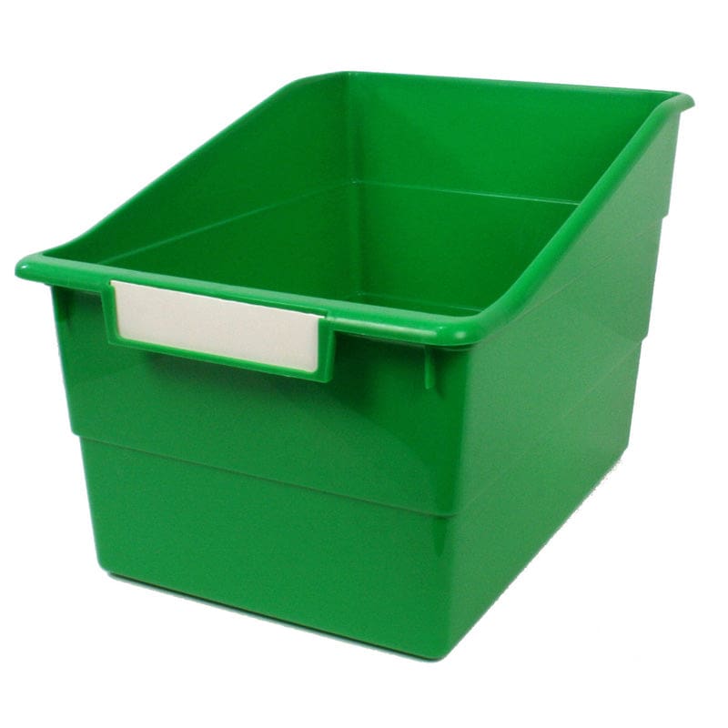Wide Green File With Label Holder (Pack of 8) - Storage Containers - Romanoff Products