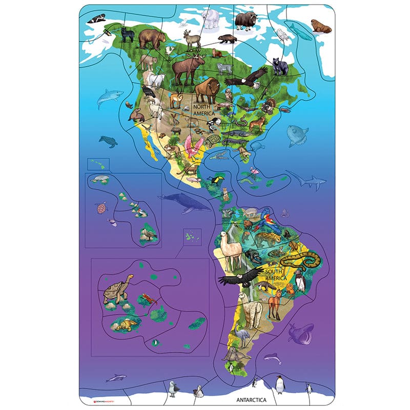 Wildlife Puzzle North South America (Pack of 2) - Puzzles - Dowling Magnets
