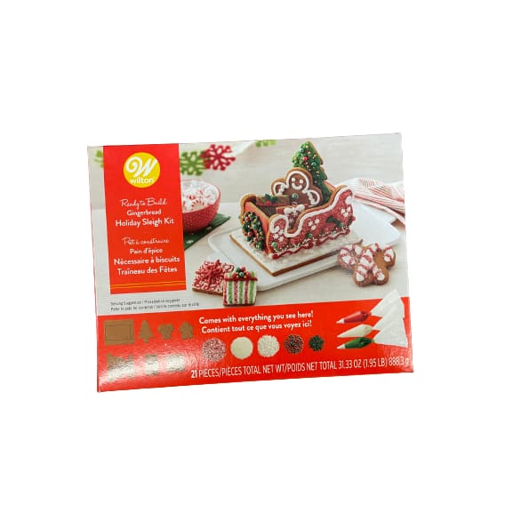 Wilton Ready to Build Gingerbread Holiday Sleigh Kit 21-Piece - Wilton