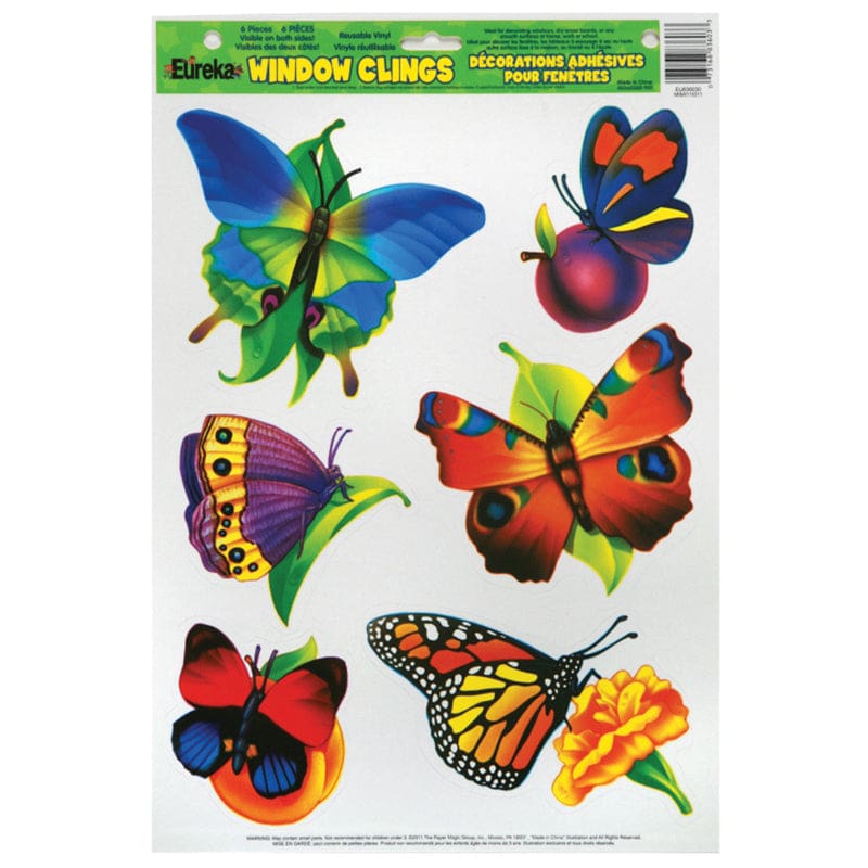 Window Cling Butterflies 12 X 17 (Pack of 12) - Window Clings - Eureka