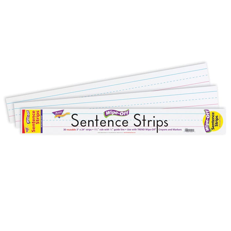 Wipe-Off Sentence Strips 30/Pk 24 X 3 (Pack of 6) - Dry Erase Sheets - Trend Enterprises Inc.