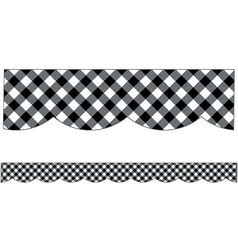 Woodland Whimsy Scalloped Borders Black & White Gingham (Pack of 10) - Border/Trimmer - Carson Dellosa Education