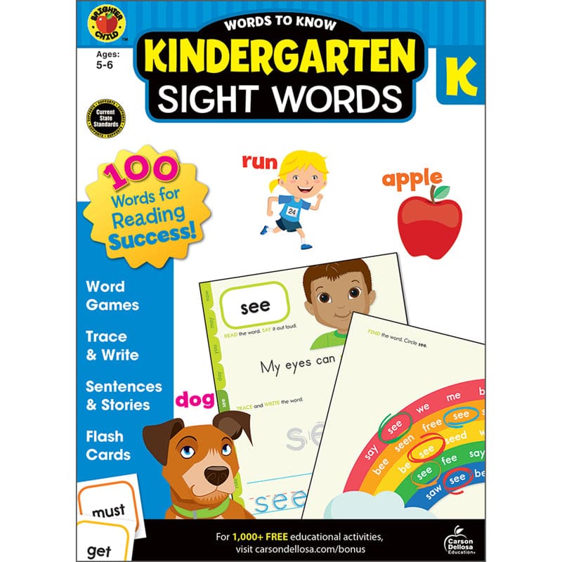 Words To Know Sight Words Grade K (Pack of 3) - Sight Words - Carson Dellosa Education