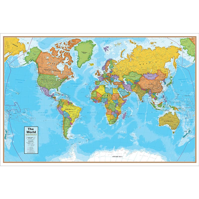 World 24X36In Laminated Wall Map Blue Ocean (Pack of 2) - Maps & Map Skills - Round World Products