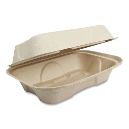 World Centric Fiber Hinged Hoagie Box Containers 9 X 6 X 3 Natural Paper 500/carton - Food Service - World Centric®