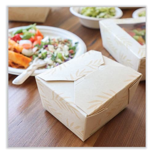 World Centric No Tree Folded Takeout Containers 26 Oz 4.2 X 5.2 X 2.5 Natural Sugarcane 450/carton - Food Service - World Centric®