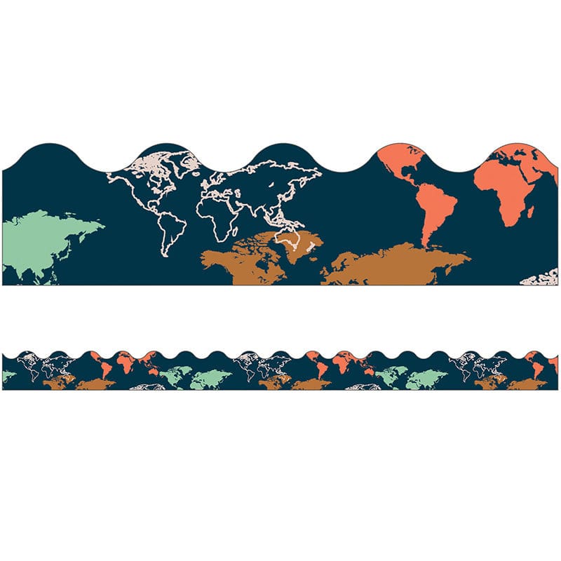 World Map Scalloped Borders Lets Explore (Pack of 10) - Border/Trimmer - Carson Dellosa Education