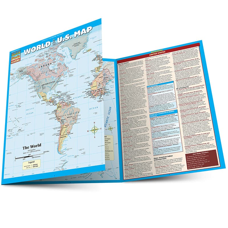 World & Us Map Laminated Reference (Pack of 8) - Maps & Map Skills - Barcharts Inc.