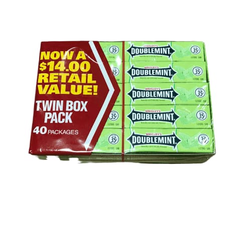 Wrigley's Doublemint Chewing Gum, 5-count (40 Packs) - ShelHealth.Com