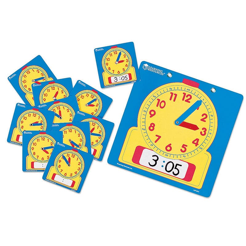 Write-On/Wipe-Off Clocks 10/Pk Student 4-1/2 Square (Pack of 6) - Time - Learning Resources