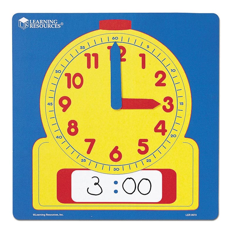 Write-On/Wipe-Off Demonstration 12 Square Clock (Pack of 8) - Time - Learning Resources