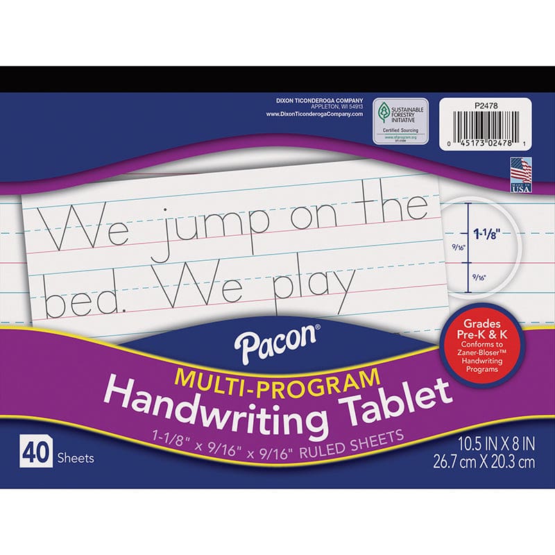 Writing Paper 40 Sht 10.5 X 8 1 1/8 In Rule (Pack of 12) - Handwriting Paper - Dixon Ticonderoga Co - Pacon