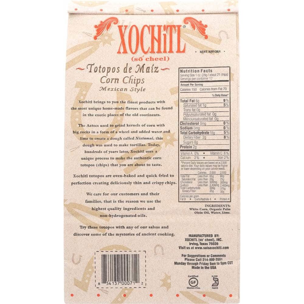 Xochitl Xochitl Chips Corn No Salt, 12 oz