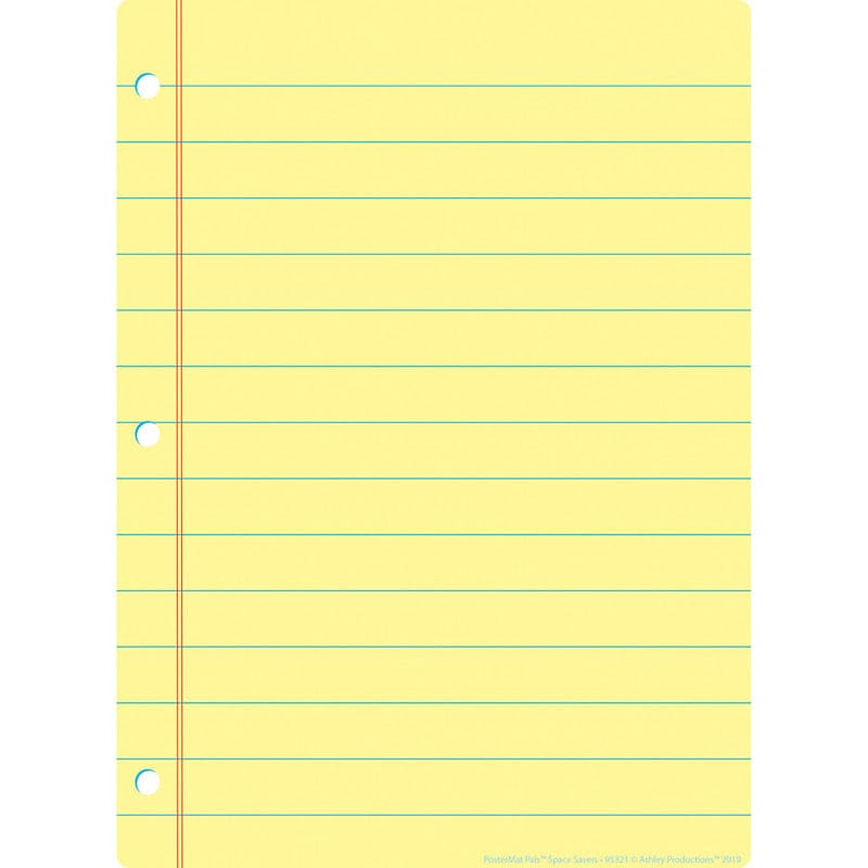 Yellow Notebook Paper Postermat Pals Smart Poly Single Sided | ShelHealth