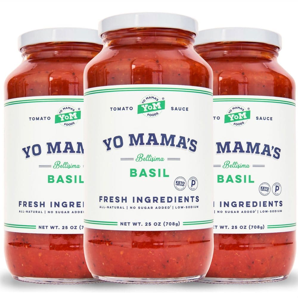 Yo Mama’s Foods Low-Sodium Pasta Sauce Tomato Basil (25 oz. 3 pk.) - Condiments Oils & Sauces - Yo Mama’s