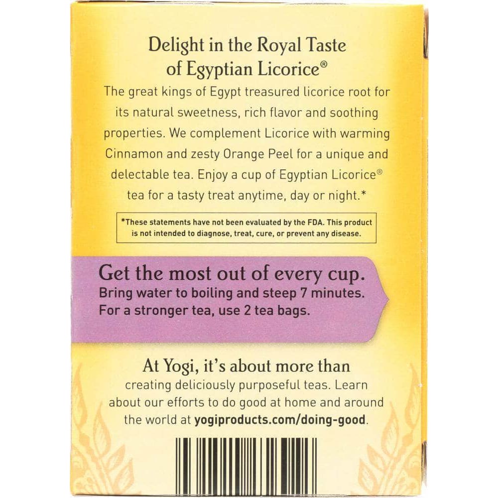 Yogi Yogi Tea Organic Egyptian Licorice Caffeine Free, 16 Tea Bags