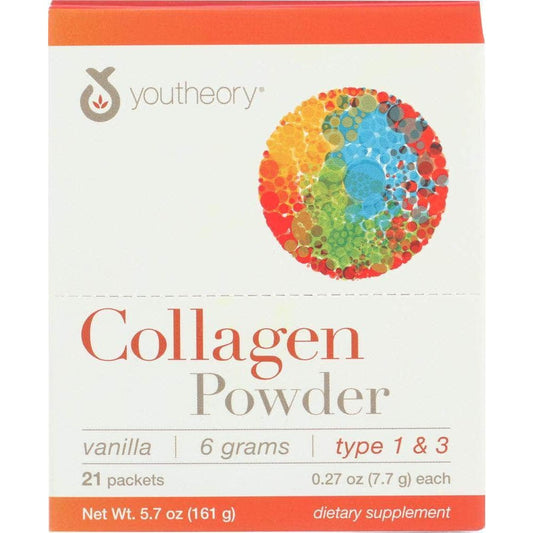 YOUTHEORY Youtheory Collagen Powder Vanilla 21 Packets, 5.7 Oz