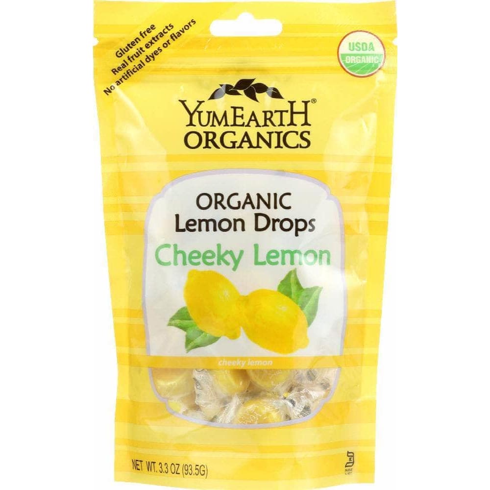 Yumearth Yummy Earth Organic Candy Drops Gluten Free Cheeky Lemon Flavor, 3.3 oz