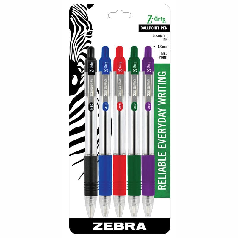 Z Grip Ballpoint Pens 5Pk Assorted - Pens - Zebra Pen Corporation