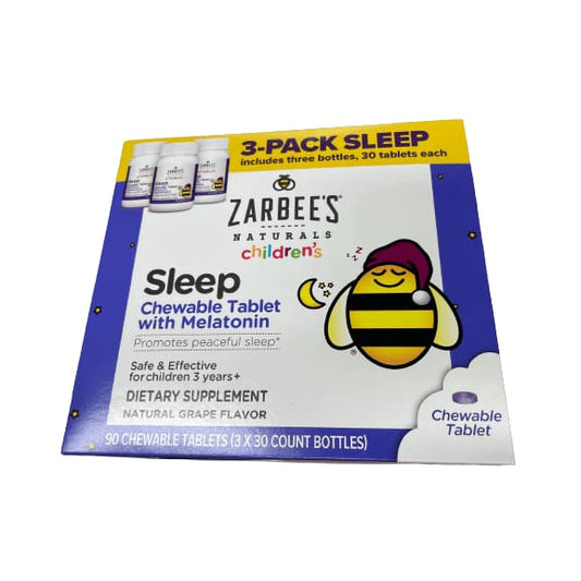 Zarbee's Zarbee's Naturals Children's Sleep with Melatonin Supplement, Natural Grape Flavor, 90 Chewable Tablets